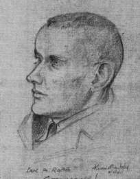 Drawing of a shaven headed Ian Robb